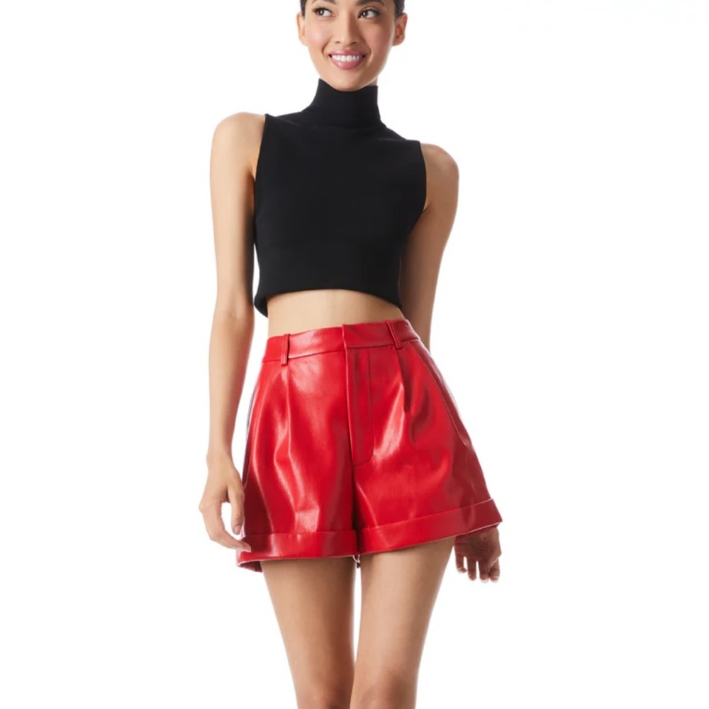 New Alice and Olivia Conry vegan leather shorts